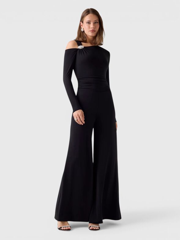 Flared jumpsuit with an asymmetrical neckline - 1