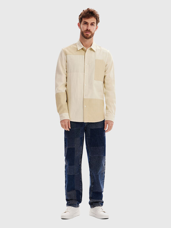 Cotton shirt in beige color - 2