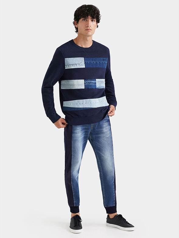 Plush sweatshirt denim patches - 2