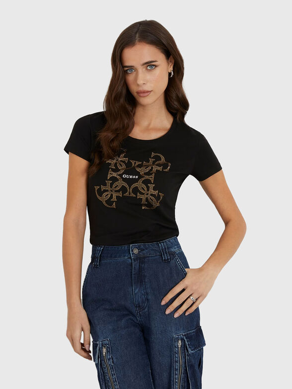 Crystal embellished T-shirt in black - 1