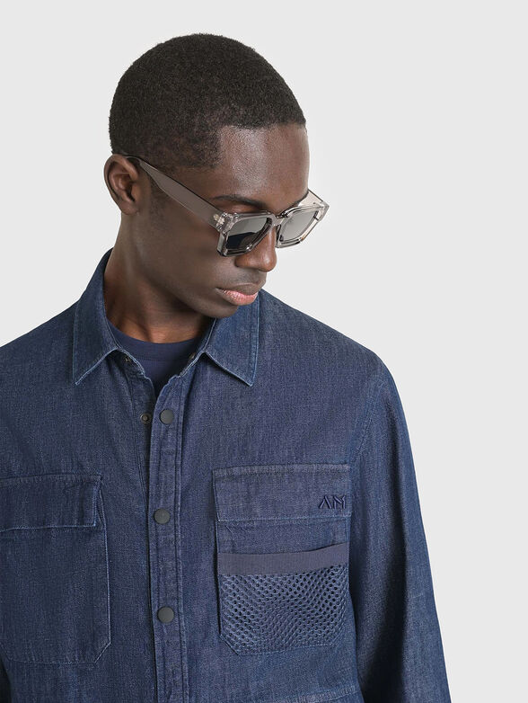 Long sleeve denim shirt with logo - 4