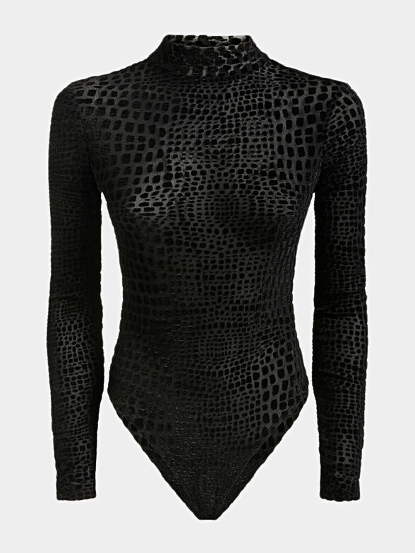 CINDY Black bodysuit with crocodile texture - 4