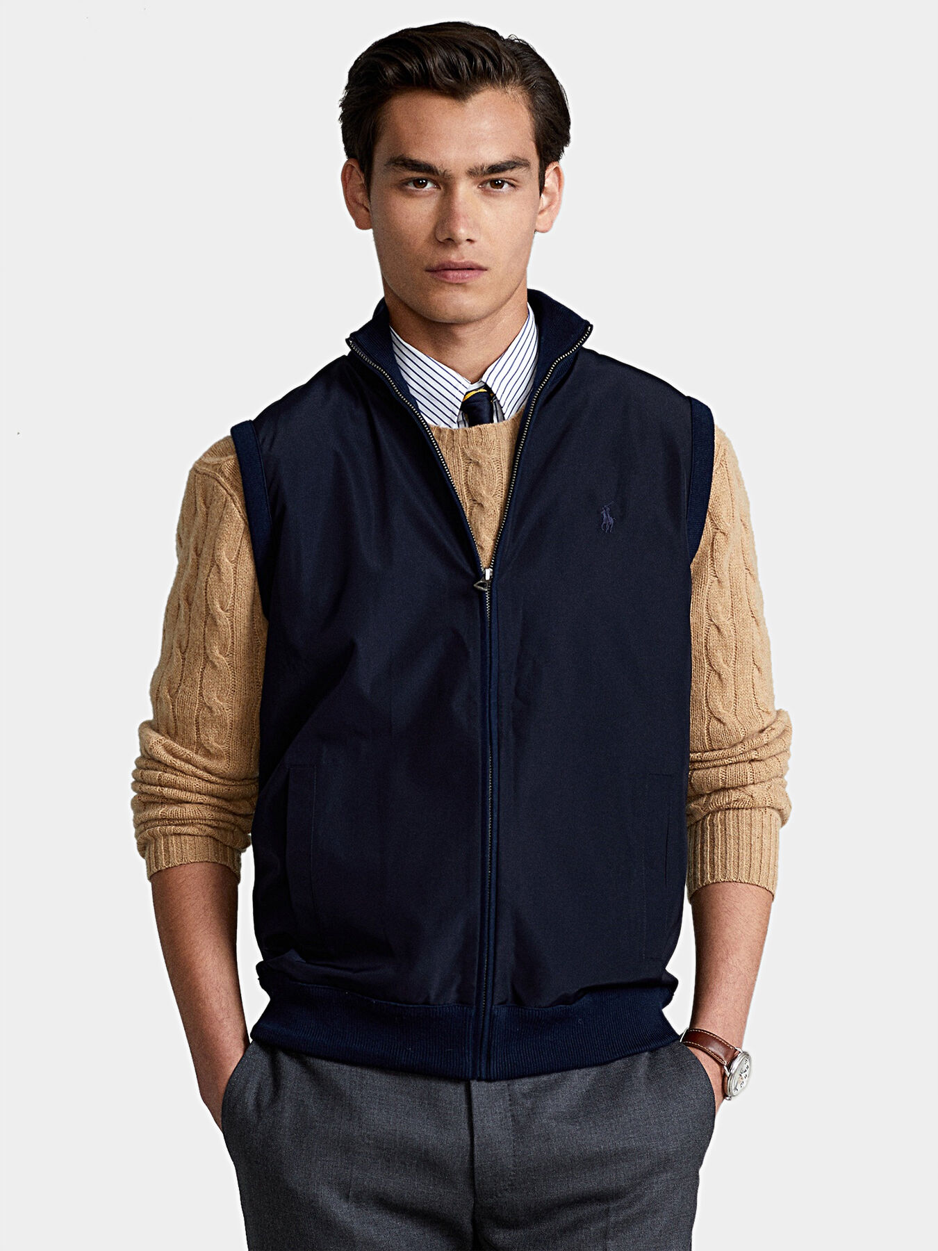 Vest in blue with zipper brand POLO RALPH LAUREN — Globalbrandsstore.com/en