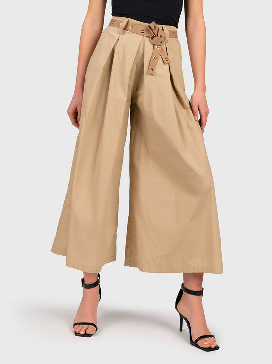 Beige trousers with wide legs - 1
