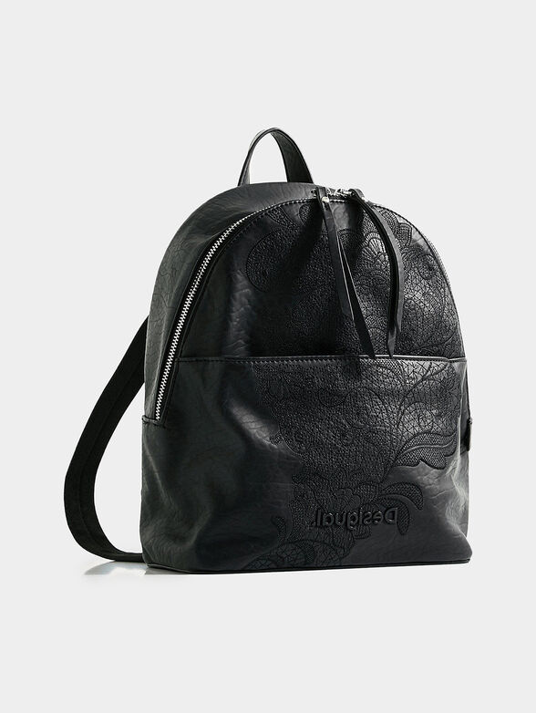 Black bakcpack with floral embroideries - 3