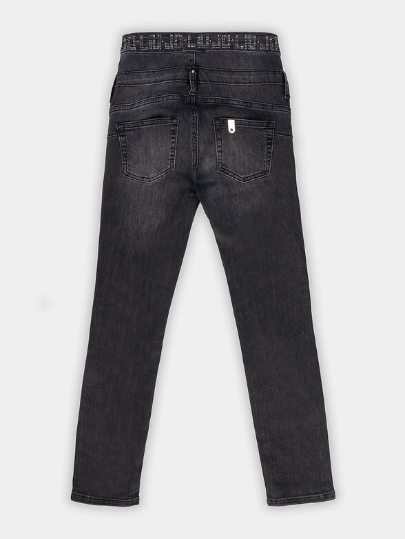 Black jeans with washed effect and shiny accents - 2