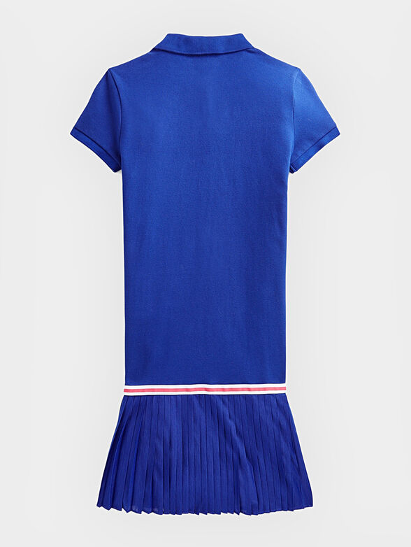 Blue dress with short sleeves and logo embroidery - 2