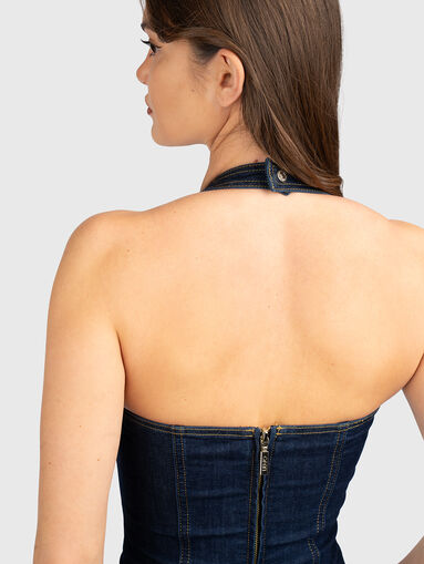 Denim dress with V-neckline - 3