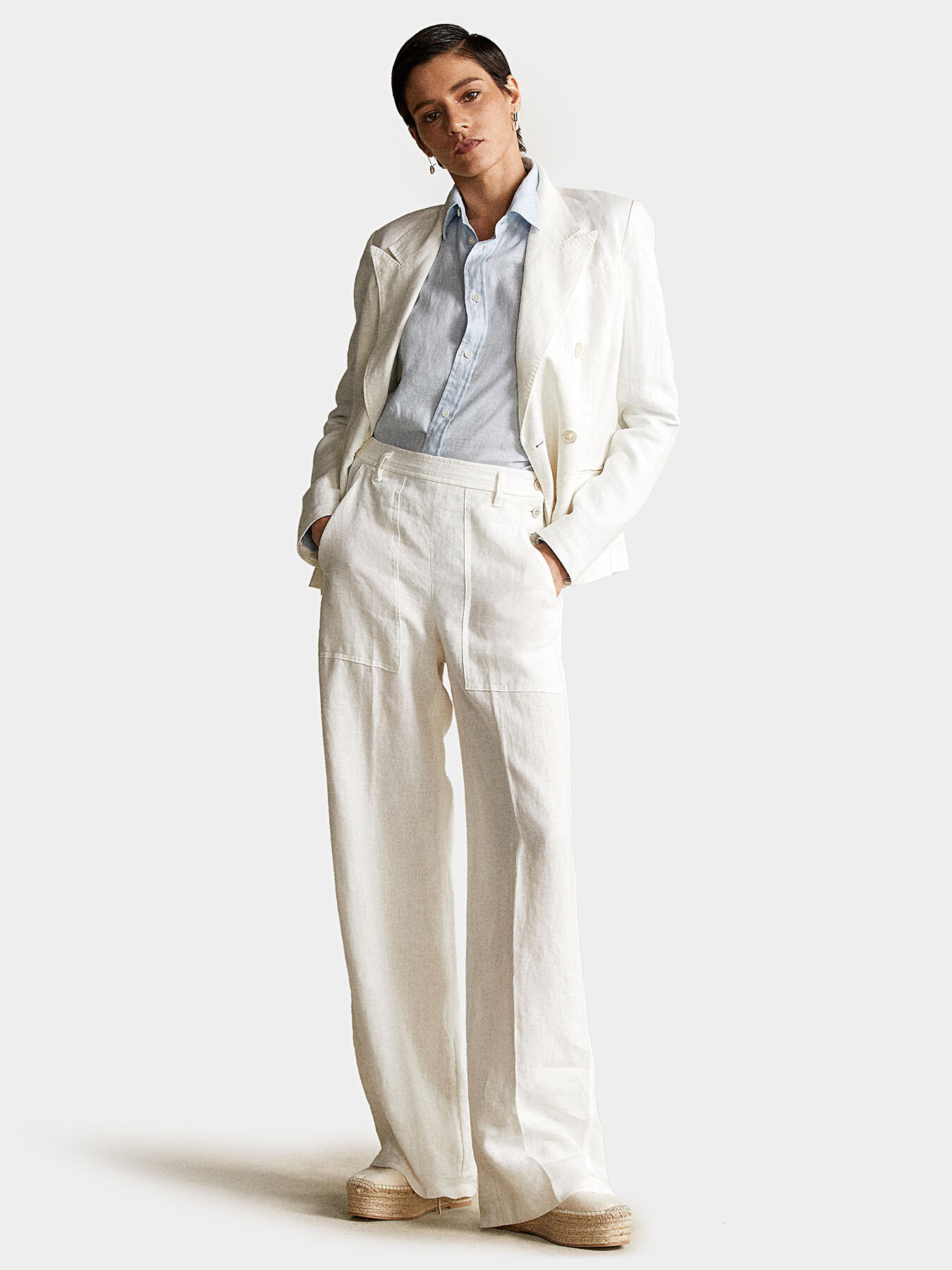 Ralph lauren white linen pants sale