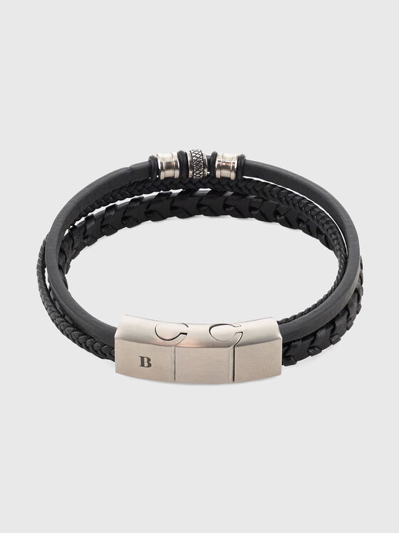 Кожена гривна с плетен ефект - 1