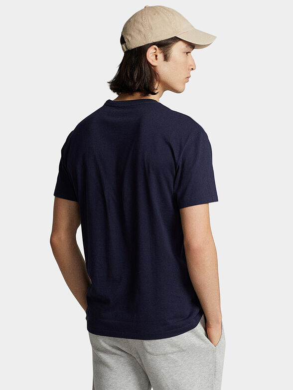 Navy blue cotton T-shirt with logo accent - 3