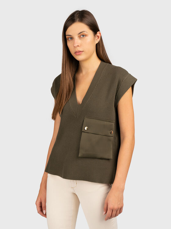 V-neck sleeveless sweater - 1