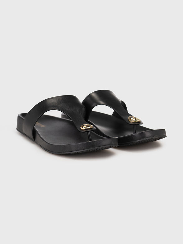 LUCINDA leather slippers with logo detail - 2