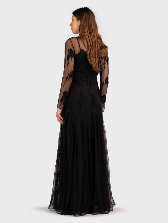 Long black dress with floral details - 2