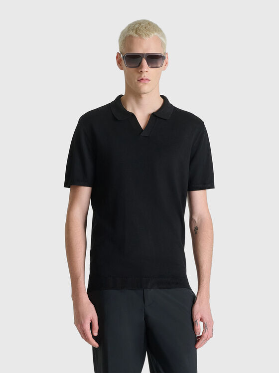 Черен слим поло-шърт - 1