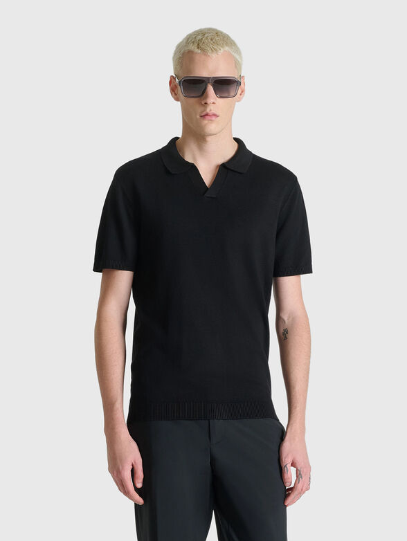 Slim-fit polo shirt in black   - 1