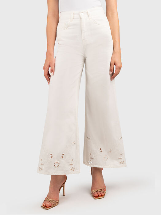 Flared trousers with embroidery