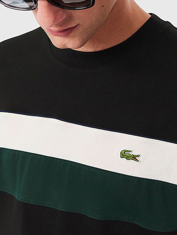 Cotton T-shirt with color-block effect - 4