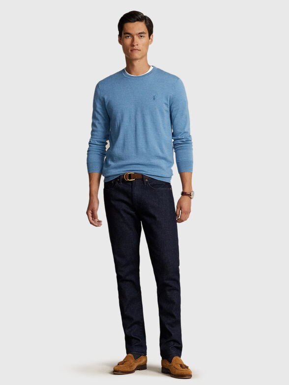 Blue sweater in wool  - 2