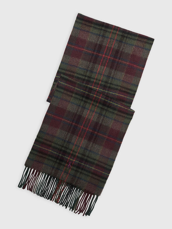 Green plaid scarf with logo - 1