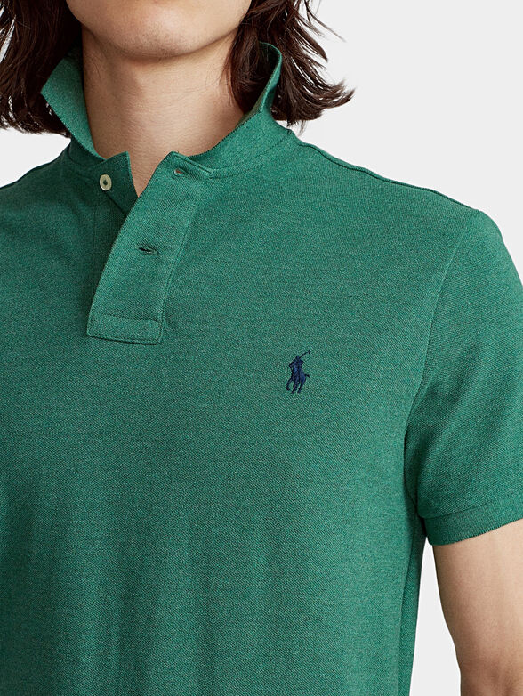 Green cotton polo-shirt  - 3