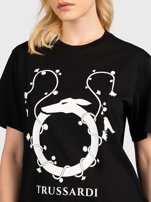 Black T-shirt with contrasting logo print - 4