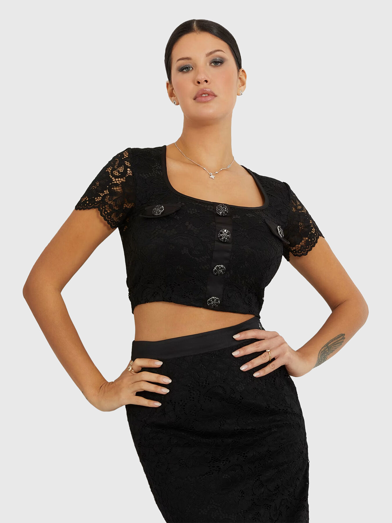 Guess black crop top outlet