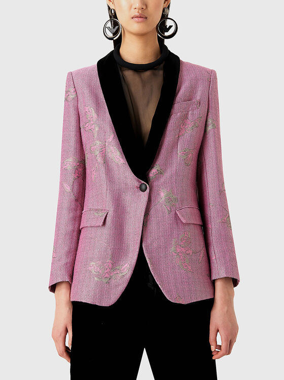 Wool blend blazer with floral motifs - 1
