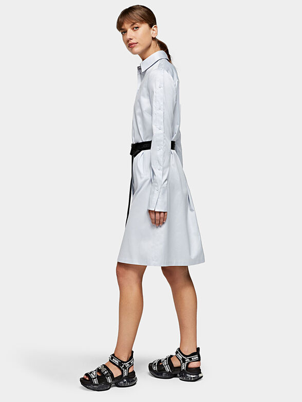 Poplin shirt dress with contrasting bel - 3
