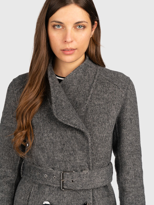 Grey coat with belt  - 4