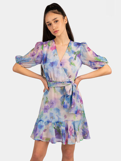Dress with floral print and buffan sleeves  - 1