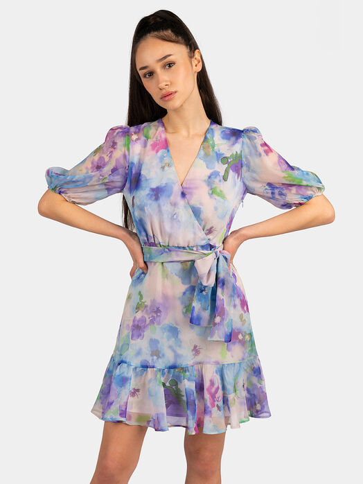 Dress with floral print and buffan sleeves 