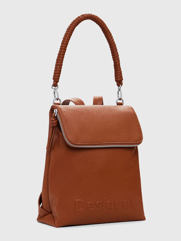 Brown backpack with maxi logo - 4