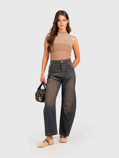 High waisted jeans with logo detail - 5