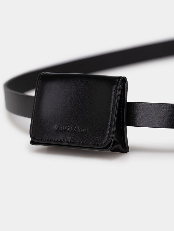 Leather belt with purse and logo detail - 3