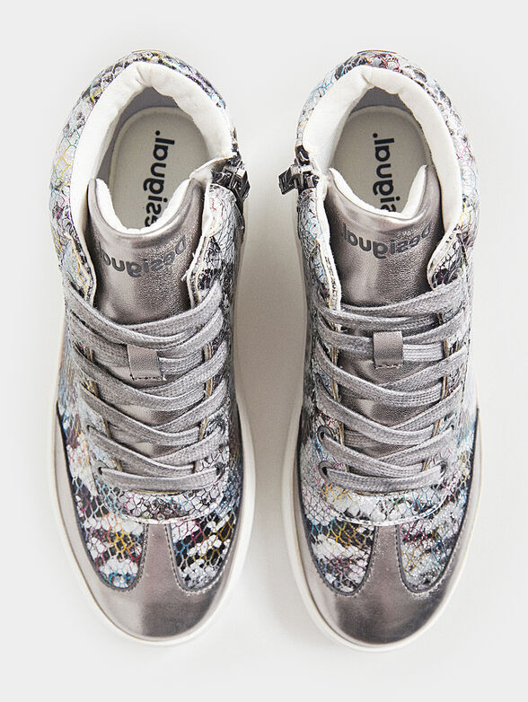 High-top sneakers with animal print - 6
