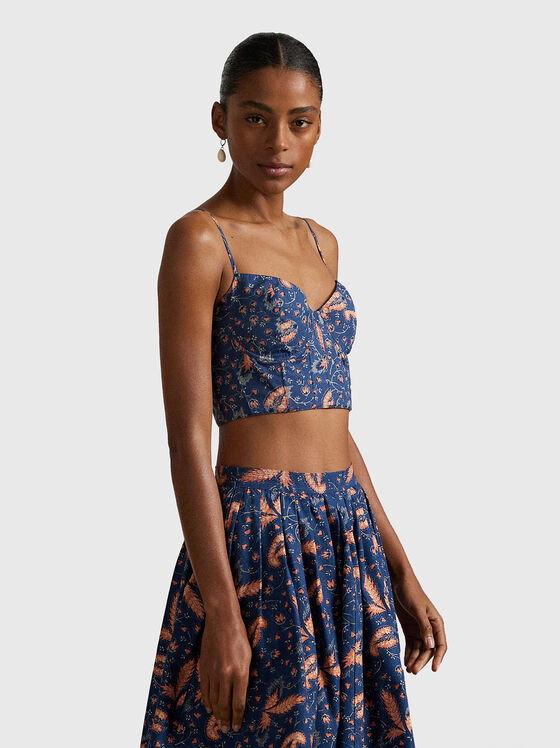 Floral cotton bustier top - 1