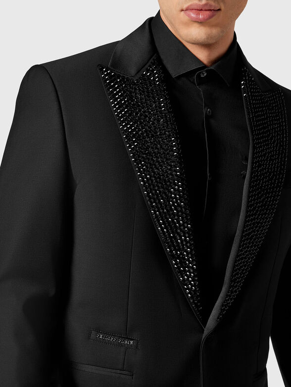 Jacket with rhinestones on the lapel collar - 4