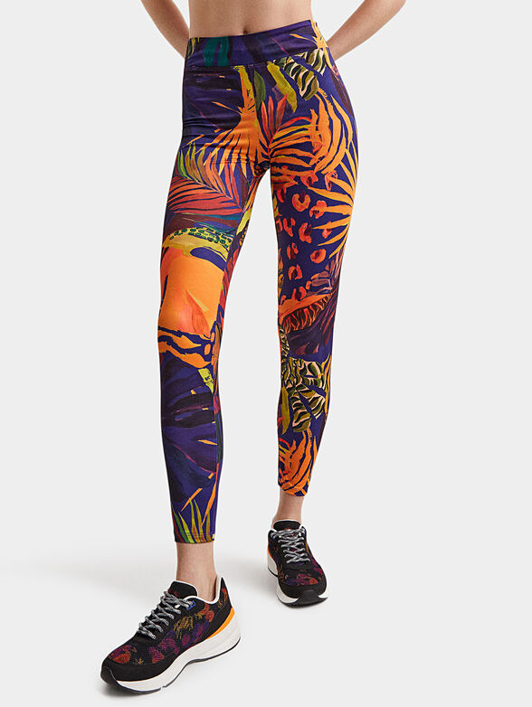 VOLEY leggings with tropical print - 1