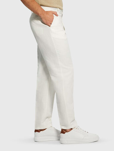 Blue linen blend chino trousers - 3