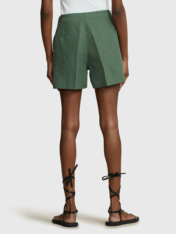 Green linen shorts - 2