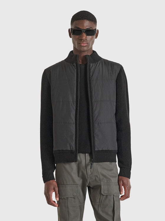 Черен суитшърт с цип - 1