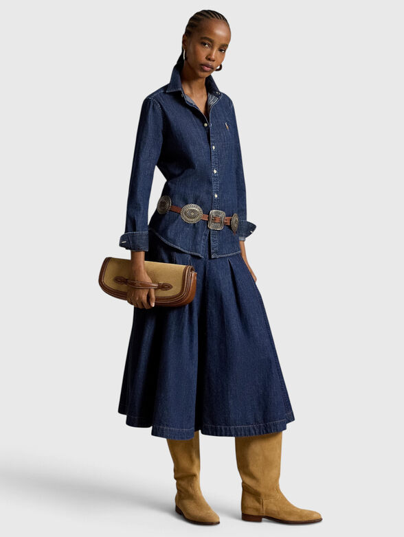 Pleated denim skirt - 2