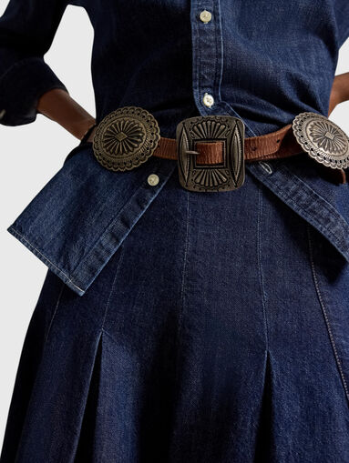 Pleated denim skirt - 4