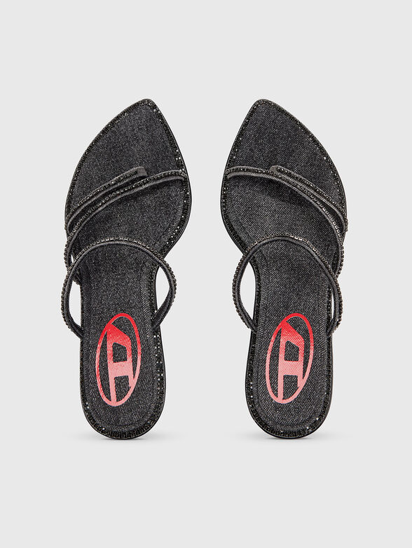 D-HAVANNA KITTIE heeled mules in rhinestones denim - 6