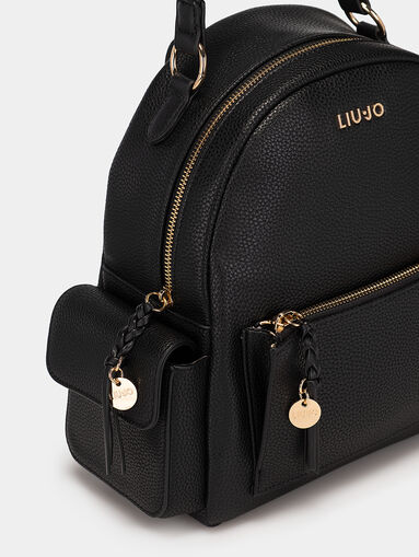 Black backpack with grainy texture - 4