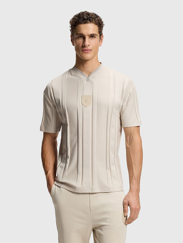 Textured stripe T-shirt in cotton - 1