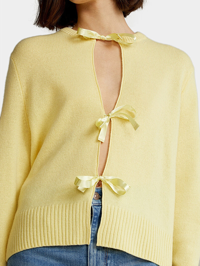 Yellow cardigan with ribbons - 3