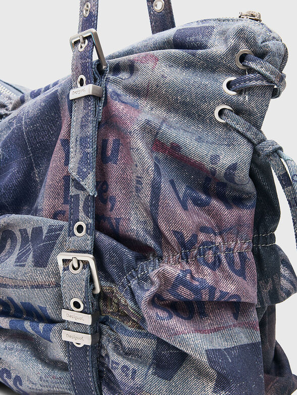 Large denim bag with print - 5