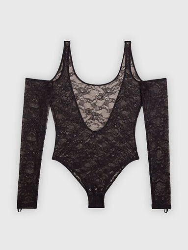 SHEER long sleeve lace bodysuit - 5
